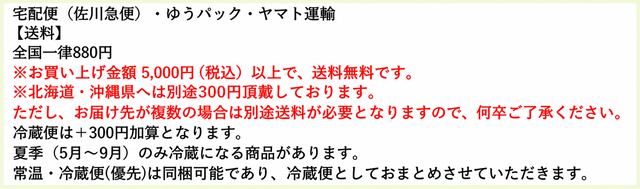 送料の説明